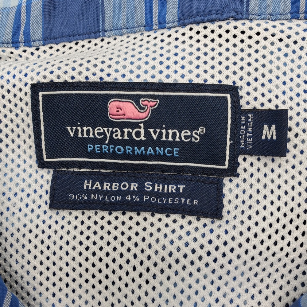 Vineyard Vines Performance Harbor Shirt Men's Blue Plaid Button Up M flawed - Picture 2 of 8